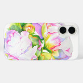 Klassieke elegante roze witte pioen florale waterv Case-Mate iPhone case (Achterkant (horizontaal))