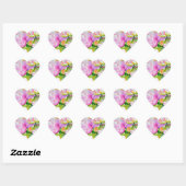 Klassieke elegante roze witte pioen florale waterv hart sticker (Vel)