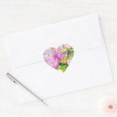 Klassieke elegante roze witte pioen florale waterv hart sticker (Envelop)