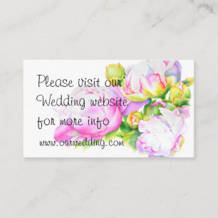 Klassieke elegante roze witte pioen florale waterv informatiekaartje