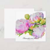 Klassieke elegante roze witte pioen florale waterv kaart (Voorkant / Achterkant)