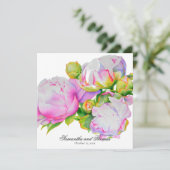 Klassieke elegante roze witte pioen florale waterv kaart (Staand voorkant)