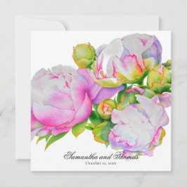 Klassieke elegante roze witte pioen florale waterv kaart