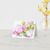 Klassieke elegante roze witte pioen florale waterv kaart (Gele Bloem)