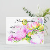 Klassieke elegante roze witte pioen florale waterv kaart (Staand voorkant)