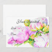 Klassieke elegante roze witte pioen florale waterv kaart (Voorkant / Achterkant)