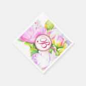 Klassieke elegante roze witte pioen florale waterv servetten (Hoek)