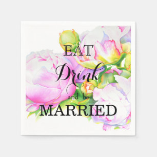 Klassieke elegante roze witte pioen florale waterv servetten