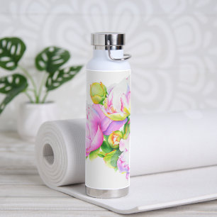 Klassieke elegante roze witte pioen florale waterv waterfles