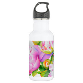 Klassieke elegante roze witte pioen florale waterv waterfles 