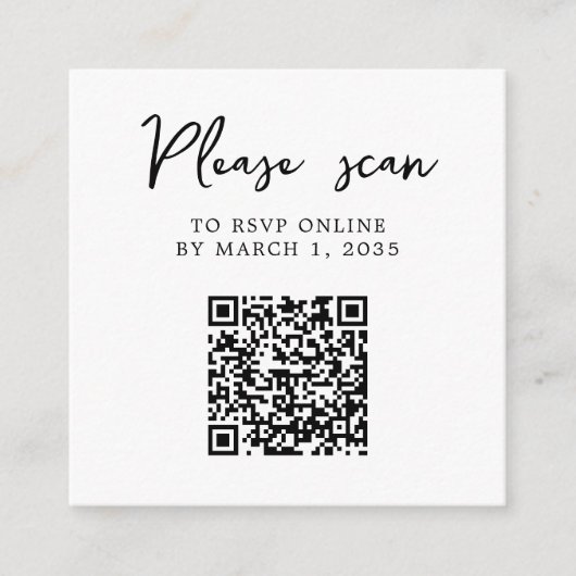 Klassieke Elegante RSVP QR-code Informatiekaartje (Voorkant)