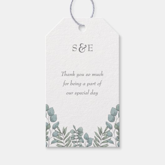 Klassieke & Elegante Salie Groene Eucalyptus Bloem Cadeaulabel (Voorkant)