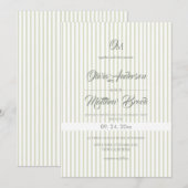 Klassieke Elegante⎮Salie Streep Bruiloft Uitnodigi Kaart (Voorkant / Achterkant)