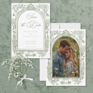 Klassieke Elegante Salieboog Frame Foto Bruiloft Save The Date