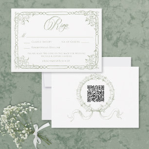 Klassieke Elegante Saliegroene Bloemrijke Frame Hu RSVP Kaartje