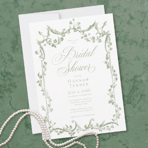 Klassieke Elegante Saliegroene Delicate Bloemendou Kaart