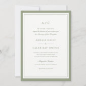 Klassieke Elegante Saliegroene Rand Frame Bruiloft Kaart (Voorkant)
