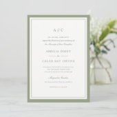 Klassieke Elegante Saliegroene Rand Frame Bruiloft Kaart (Staand voorkant)
