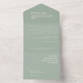 Klassieke Elegante Saliegroene Typografie Bruiloft All In One Uitnodiging (Binnen)