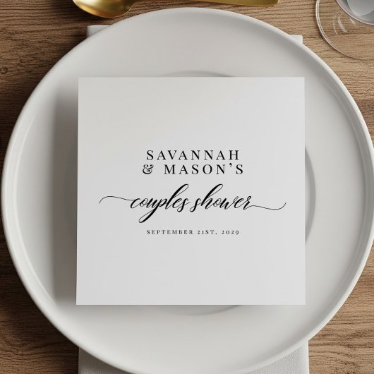 Klassieke Elegante Script Bruidspaar Bruidsuitnodi Servet