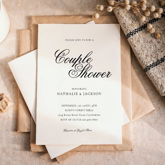 Klassieke Elegante Script Bruidsparen Shower Uitno Kaart