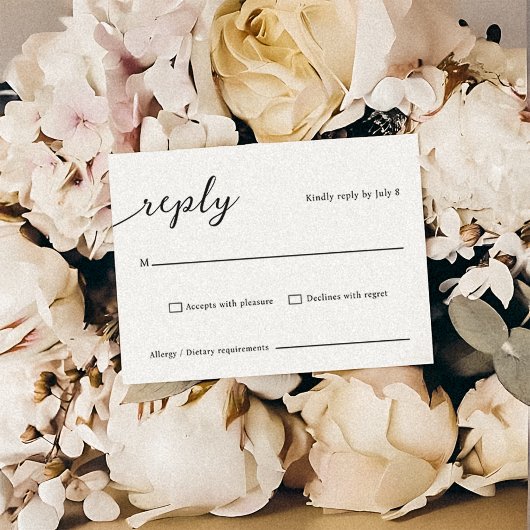 Klassieke Elegante Script Bruiloft RSVP Kaart