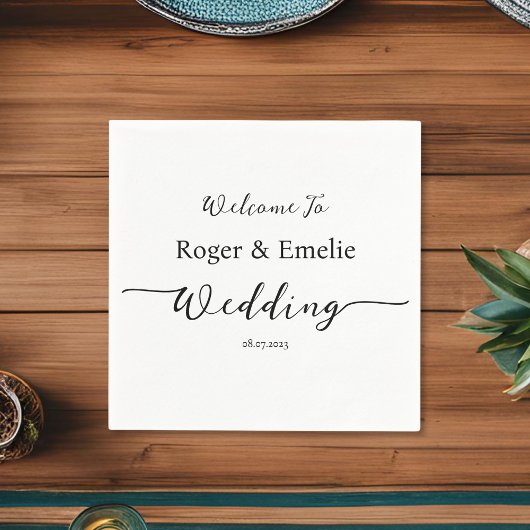 Klassieke Elegante Script Bruiloft Servet