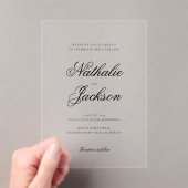 Klassieke Elegante Script Foto Bruiloft Acryl Uitnodigingen (Insitu (Draagbaar))