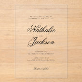 Klassieke Elegante Script Foto Bruiloft Acryl Uitnodigingen (Voorkant)