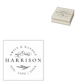 Klassieke elegante Script Mr & Mrs Wedding Date Rubberstempel (Gestempeld)