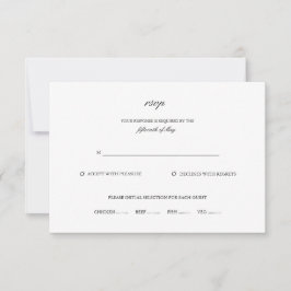 Klassieke Elegante Script Naam Zwart Wit Bruiloft RSVP Kaartje