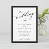 Klassieke elegante script QR-code foto bruiloft Kaart (Staand voorkant)