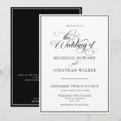 Klassieke Elegante Script QR Code Trouwuitnodiging Kaart (Voorkant / Achterkant)