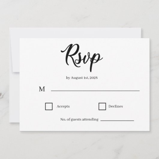 Klassieke Elegante Script Trouw RSVP Kaart (Voorkant)