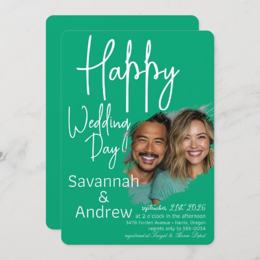 Klassieke Elegante Script trouw uitnodiging (Voorkant / Achterkant)