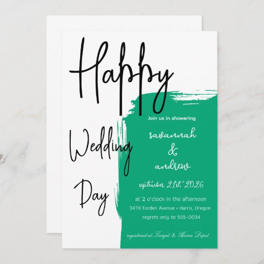 Klassieke elegante scriptuur trouwuitnodiging kaart (Voorkant / Achterkant)