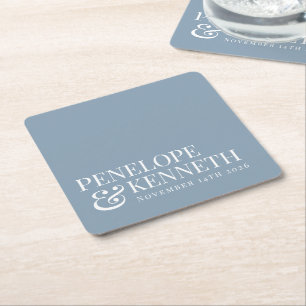 Klassieke elegante Simple Custom Wedding Blue Kartonnen Onderzetters
