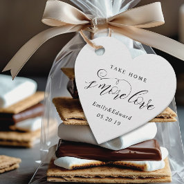 Klassieke Elegante S'mores Hartvormige Trouwdag Bedankjes Labels