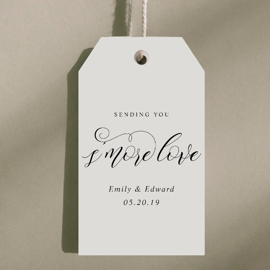 Klassieke Elegante S'mores Trouwgunst Cadeaulabel