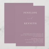 Klassieke Elegante Stof Purple Script Bruiloft Kaart (Voorkant / Achterkant)