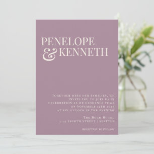 Klassieke Elegante Stof Purple Typografie Trouw Kaart