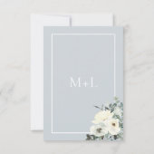 Klassieke Elegante Stoffige Blauwe Bloemen Save The Date (Achterkant)