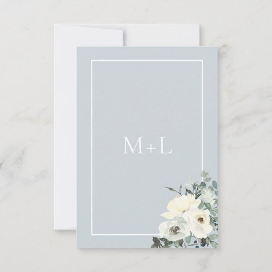 Klassieke Elegante Stoffige Blauwe Bloemen Save The Date (Achterkant)