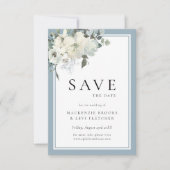 Klassieke Elegante Stoffige Blauwe Bloemen Save The Date (Voorkant)