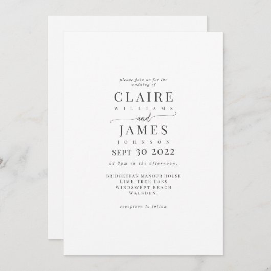 Klassieke elegante tekst Sjabloon Kaart (Voorkant / Achterkant)