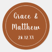 Klassieke Elegante Terracotta Moderne Huwelijksgun Ronde Sticker (Voorkant)