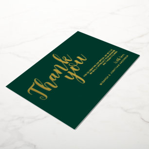 Klassieke Elegante Trouw Dank Je Emerald en Goud Folie Uitnodiging