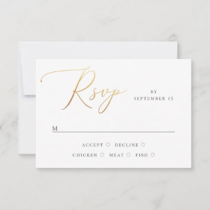 Klassieke Elegante Trouw   Formeel Gouden Schrift RSVP Kaartje