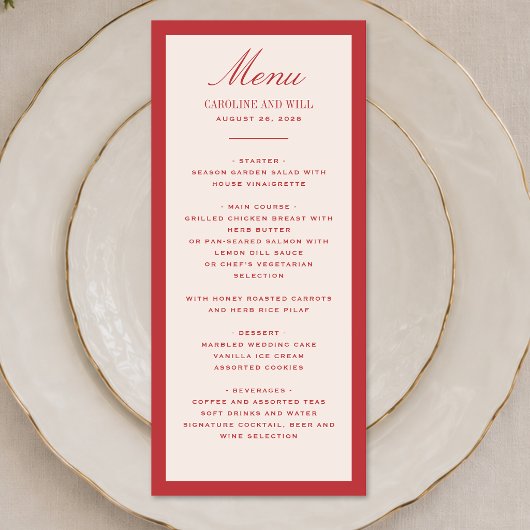 Klassieke Elegante Trouwceremonie of Ontvangst Menu