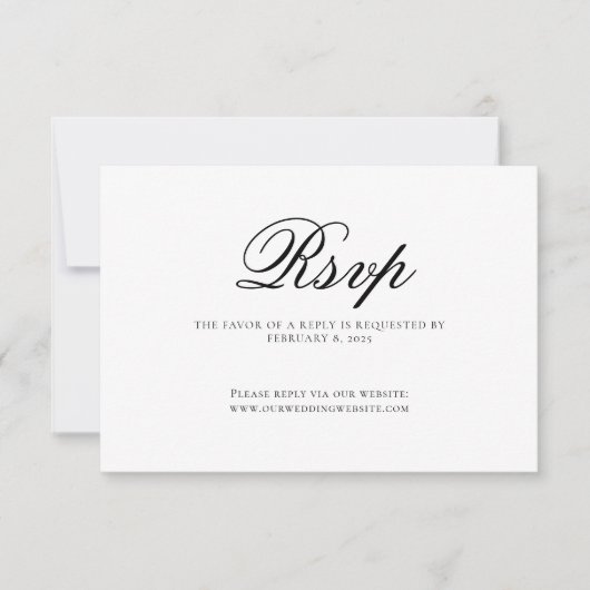 Klassieke Elegante Trouwscript RSVP Kaartje (Voorkant)